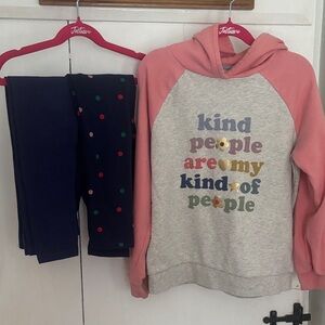 Mini Boden Pink and Gray Hoodie and 2 leggings